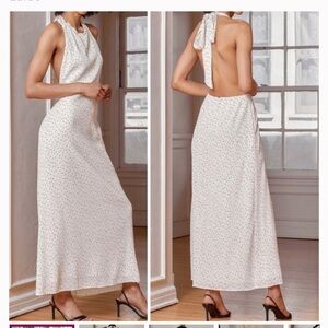 Wonder years Cream Polka Dot Halter Maxi Dress